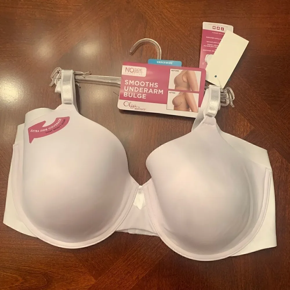 ❤️Olga Women’s no side effects underwire contour lightweight white bra 40D , NWT